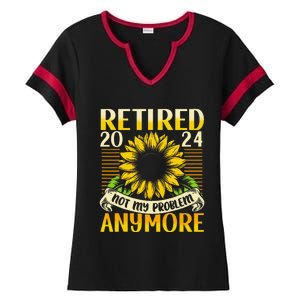 Flower Retired 2025 Not My Problem Anymore Ladies Halftime Notch Neck Tee