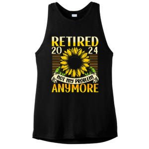 Flower Retired 2025 Not My Problem Anymore Ladies PosiCharge Tri-Blend Wicking Tank