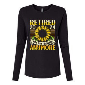 Flower Retired 2025 Not My Problem Anymore Womens Cotton Relaxed Long Sleeve T-Shirt