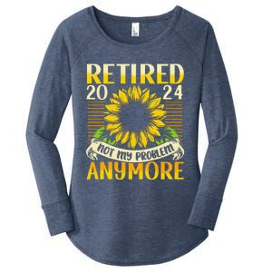 Flower Retired 2025 Not My Problem Anymore Women's Perfect Tri Tunic Long Sleeve Shirt