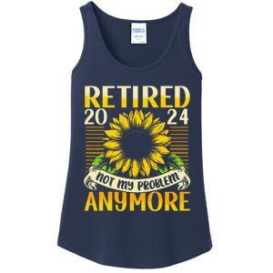 Flower Retired 2025 Not My Problem Anymore Ladies Essential Tank