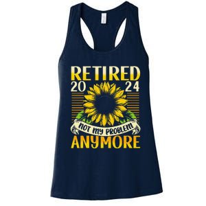 Flower Retired 2025 Not My Problem Anymore Women's Racerback Tank