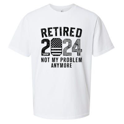 Funny Retired 2024 Not My Problem Anymore Us Flag Vintage Sueded Cloud Jersey T-Shirt