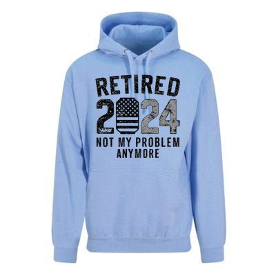 Funny Retired 2024 Not My Problem Anymore Us Flag Vintage Unisex Surf Hoodie