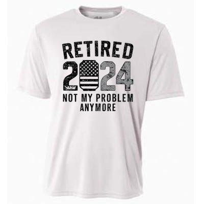 Funny Retired 2024 Not My Problem Anymore Us Flag Vintage Cooling Performance Crew T-Shirt