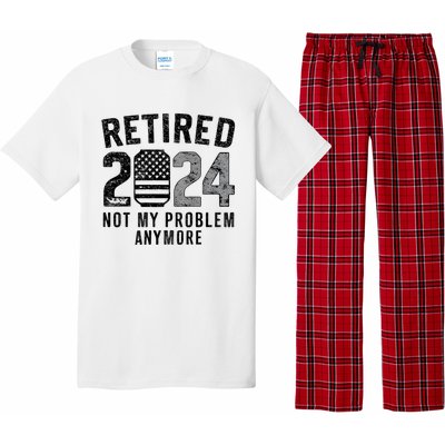 Funny Retired 2024 Not My Problem Anymore Us Flag Vintage Pajama Set