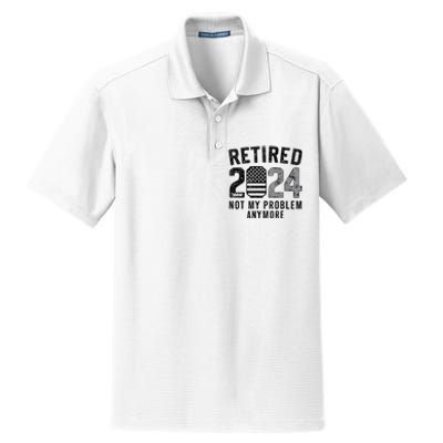 Funny Retired 2024 Not My Problem Anymore Us Flag Vintage Dry Zone Grid Polo