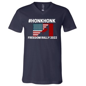 Freedom Rally 2022 Honk USA Canada Flag V-Neck T-Shirt