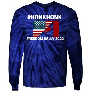 Freedom Rally 2022 Honk USA Canada Flag Tie-Dye Long Sleeve Shirt