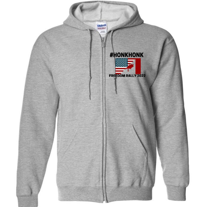 Freedom Rally 2022 Honk USA Canada Flag Full Zip Hoodie