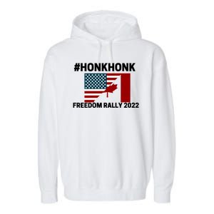 Freedom Rally 2022 Honk USA Canada Flag Garment-Dyed Fleece Hoodie