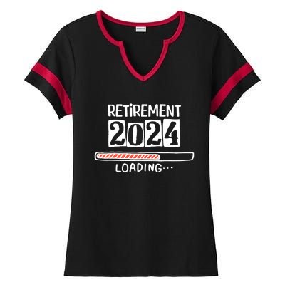 Funny Retirement 2024 Loading Countdown In Progress Ladies Halftime Notch Neck Tee