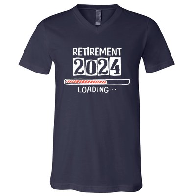 Funny Retirement 2024 Loading Countdown In Progress V-Neck T-Shirt