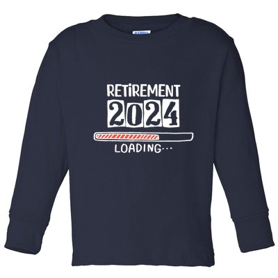 Funny Retirement 2024 Loading Countdown In Progress Toddler Long Sleeve Shirt