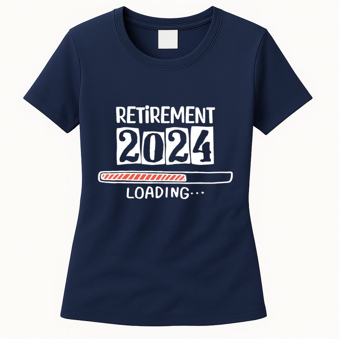 Funny Retirement 2024 Loading Countdown In Progress Womens T-Shirt