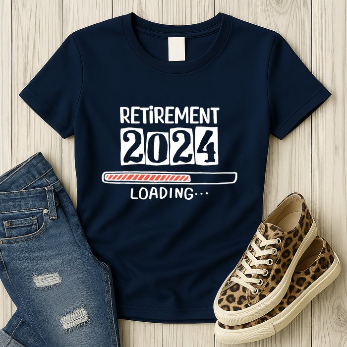 Funny Retirement 2024 Loading Countdown In Progress Womens T-Shirt