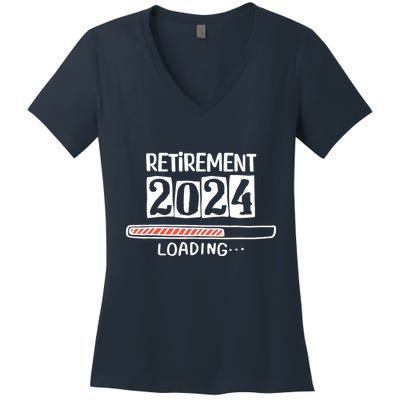 Funny Retirement 2024 Loading Countdown In Progress Women's V-Neck T-Shirt