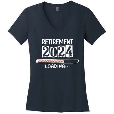 Funny Retirement 2024 Loading Countdown In Progress Women's V-Neck T-Shirt