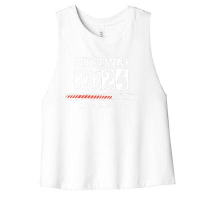 Funny Retirement 2024 Loading Countdown In Progress Women's Racerback Cropped Tank