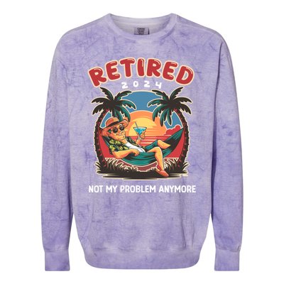 Funny Retired 2024 Not My Problem Anymore Colorblast Crewneck Sweatshirt