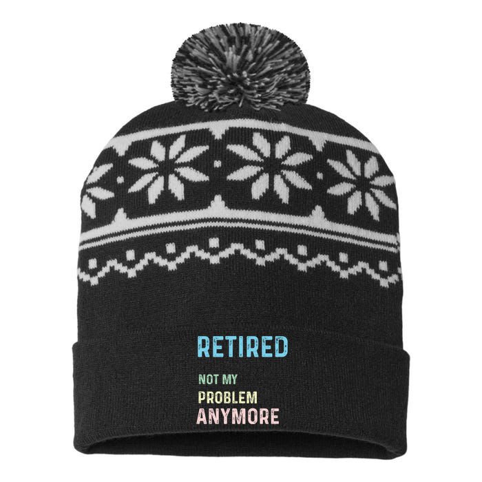 Funny Retired 2024 Not My Problem Anymore USA-Made Snowflake Beanie