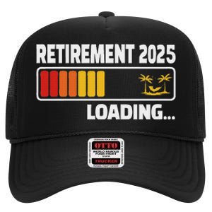 Funny Retirement 2025 Loading Retired Countdown High Crown Mesh Back Trucker Hat