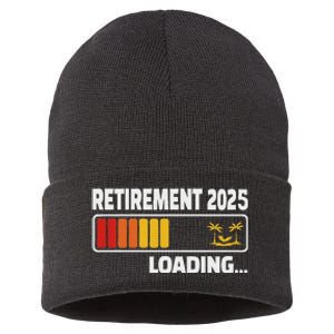 Funny Retirement 2025 Loading Retired Countdown Sustainable Knit Beanie