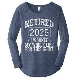 Funny Retired 2025 Retirement Forhumor Women's Perfect Tri Tunic Long Sleeve Shirt