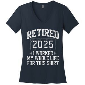 Funny Retired 2025 Retirement Forhumor Women's V-Neck T-Shirt