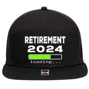 Funny Retirement 2024 loading Retired Countdown 7 Panel Mesh Trucker Snapback Hat