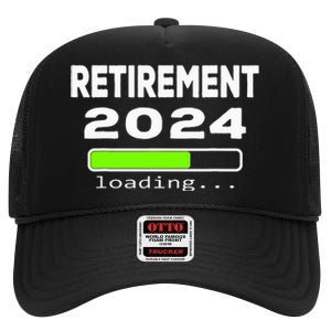 Funny Retirement 2024 loading Retired Countdown High Crown Mesh Back Trucker Hat