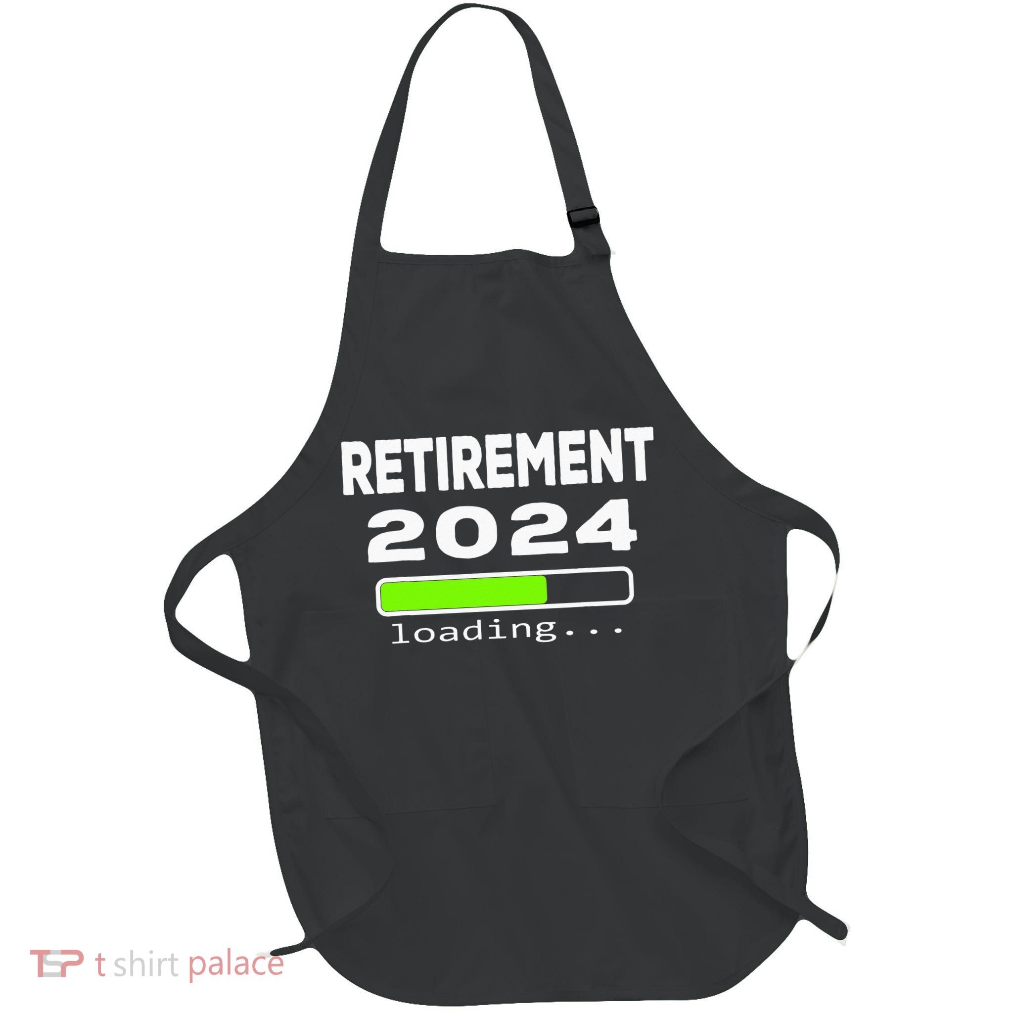 Funny Retirement 2024 loading Retired Countdown Full-Length Apron With Pockets