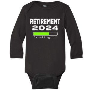 Funny Retirement 2024 loading Retired Countdown Baby Long Sleeve Bodysuit