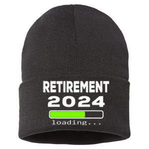 Funny Retirement 2024 loading Retired Countdown Sustainable Knit Beanie