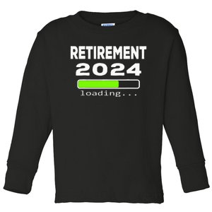 Funny Retirement 2024 loading Retired Countdown Toddler Long Sleeve Shirt