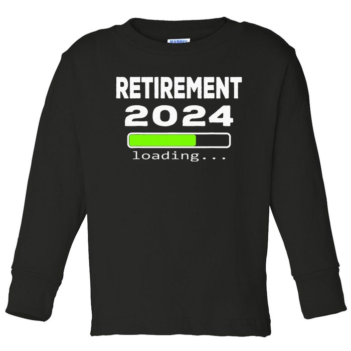 Funny Retirement 2024 loading Retired Countdown Toddler Long Sleeve Shirt