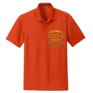 Funny Retired 2024 I Worked My Whole Life For This Dry Zone Grid Polo