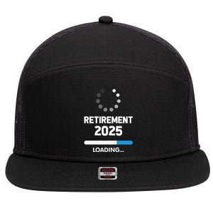 Funny Retirement 2025 Loading Retired Countdown In Progress 7 Panel Mesh Trucker Snapback Hat