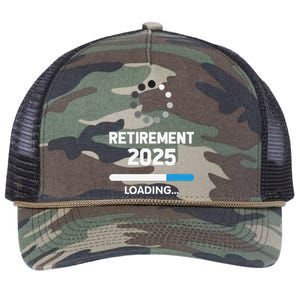 Funny Retirement 2025 Loading Retired Countdown In Progress Retro Rope Trucker Hat Cap