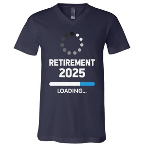 Funny Retirement 2025 Loading Retired Countdown In Progress V-Neck T-Shirt