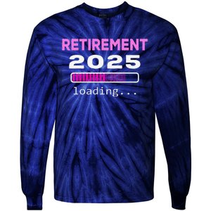 Funny Retirement 2025 Loading Retired Countdown Tie-Dye Long Sleeve Shirt