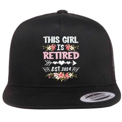 Flower Retired 2025 Not My Problem Anymore Flat Bill Trucker Hat