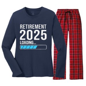 Funny Retirement 2025 Loading Funny Retiring Retired Women's Long Sleeve Flannel Pajama Set 