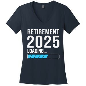 Funny Retirement 2025 Loading Funny Retiring Retired Women's V-Neck T-Shirt