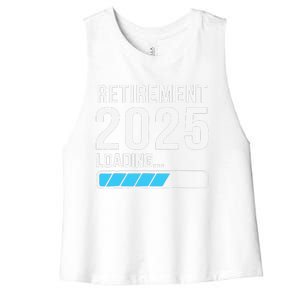 Funny Retirement 2025 Loading Funny Retiring Retired Women's Racerback Cropped Tank