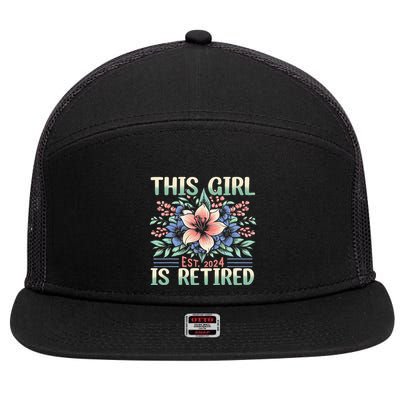 Flower Retired 2025 Not My Problem Anymore 7 Panel Mesh Trucker Snapback Hat