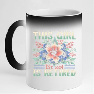 Flower Retired 2025 Not My Problem Anymore 11oz Black Color Changing Mug