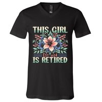 Flower Retired 2025 Not My Problem Anymore V-Neck T-Shirt