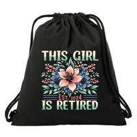 Flower Retired 2025 Not My Problem Anymore Drawstring Bag
