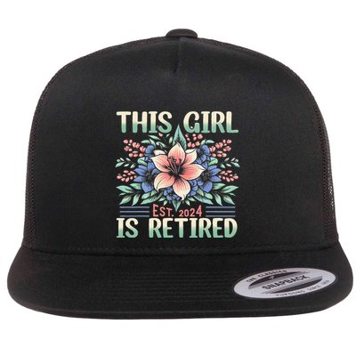 Flower Retired 2025 Not My Problem Anymore Flat Bill Trucker Hat